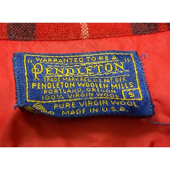 Vtg Pendleton Board Shirt S Virgin Wool Plaid Loop Collar Long Sleeve Shacket - Picture 3 of 4